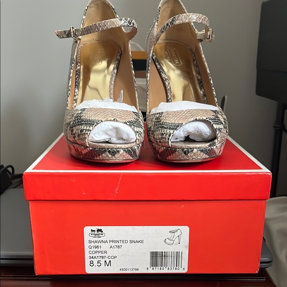 Coach Shawna Printed Snake Women's Heels - Copper
